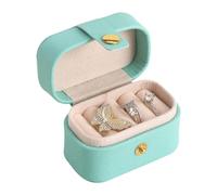 Agwuoetr Mini Estuche de Viaje para Joyería, Estuche de Almacenamiento Portátil, Caja de Almacenamiento para Exhibición para Niñas, Anillos, Pendientes, Collares, Verde