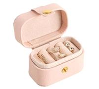 Agwuoetr Mini Estuche de Viaje para Joyería, Estuche de Almacenamiento Portátil, Caja de Almacenamiento para Exhibición para Niñas, Anillos, Pendientes, Collares, Color Rosa