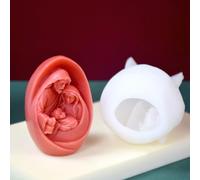 Agwuoetr Molde de Vela Familiar, Estatuilla de JesúS, Molde de Silicona Hecho una Mano, Regalo 3D, DecoracióN del Hogar de Navidad, Molde DIY