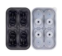Agwuoetr Molde para Cubitos de Hielo de Bulldog FrancéS, Bandeja para Cubitos de Hielo con Formas Divertidas de 4 Orificios para Whisky, CóCtel y Negro
