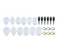 Agwuoetr Moldes de Resina, Juego de 24 Piezas, Moldes de Silicona de Piedras Preciosas GeoméTricas de 12 Piezas, Anillos de Servilletas, Tapones de Vino, Molde Epoxi
