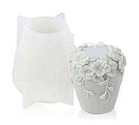 Agwuoetr Moldes para Velas CilíNdricas de Silicona, Molde para Velas de Silicona con Flores de RatáN 3D para Velas de Aromaterapia, (A)