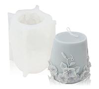 Agwuoetr Moldes para Velas CilíNdricas de Silicona, Molde para Velas de Silicona con Flores de RatáN 3D para Velas de Aromaterapia, (B)