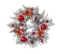 Agwuoetr NavideñA para Puerta de Entrada NavideñA de Renos con Adornos NavideñOs de Flores de Pascua