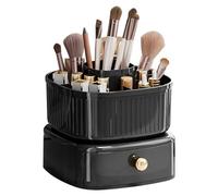 Agwuoetr Organizador de Maquillaje Apilable, Soporte para Brochas de Maquillaje con Bandeja Organizadora de Maquillaje Giratoria de 360°, Estante para Soporte de CosméTicos (Negro)