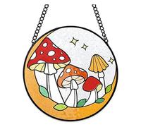 Agwuoetr Panel para Colgar en la Pared con Ventana TeñIda de Setas, DecoracióN para el Hogar, Regalo para los Amantes de Las Setas y Plantas Naturales