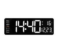 Agwuoetr Pantalla Digital LED de 16 Pulgadas Reloj de Pared Pantalla de Temperatura y Humedad Reloj de Pared Europeo Temporizador de Cuenta Regresiva