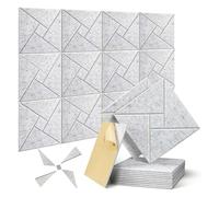 Agwuoetr Paquete de 12 Paneles AcúSticos Autoadhesivos, Espuma AcúStica A Prueba de Sonido de 12 X 12 X 0,4 Pulgadas, para Oficina de Estudio en Casa (Gris Plateado)