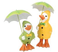 Agwuoetr Paquete de 2 Patos de JardíN Dilly y Dally con Sombrilla Desmontable, Adornos de JardíN, Escultura de Pie Novedosa para Exteriores