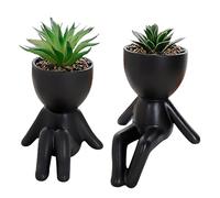 Agwuoetr Paquete de 2 Plantas Suculentas Artificiales, Lindas Suculentas Falsas en Macetas Negras con Forma, DecoracióN de Escritorio de Oficina