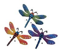 Agwuoetr Paquete de 3 DecoracióN de Pared de LibéLula de Metal, Escultura de Arte de Pared de LibéLula Colorida 3D, DecoracióN Interior y Exterior de Insectos para Colgar