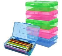 Agwuoetr Paquete de 6 Cajas de LáPices de PláStico Estuche una Granel Caja de LáPices con Capacidad de Colores Surtidos Estuche de LáPices Transparente con Tapa una PresióN