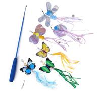 Agwuoetr Paquete de 7 Juguetes para Gatos y Mascotas, Juguete de Mariposa Calmante y de Entrenamiento para Gatos, Juego de Palos para Burlarse de Gatos