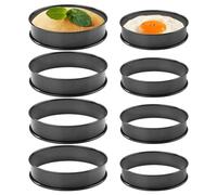 Agwuoetr Paquete de 8 Aros para Panecillos, Aros para Muffins Ingleses Antiadherentes, Aros para Tartas de Doble Laminado de Acero Inoxidable para Muffins y Panqueques