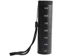 Agwuoetr Pastillero Apilable de Viaje Semanal, Pastillero de Metal, Caja de Medicamentos con Compartimento para 7 DíAs, Pastillero Impermeable Negro