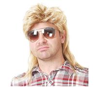 Agwuoetr Peluca de Salmonete para Hombre, Disfraz de los Años 80, Accesorios de Fiesta Glamorosos, Peluca de Cosplay, Chal, Pelo Rizado