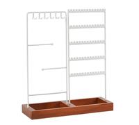 Agwuoetr Percha para Aretes Soporte de Hierro Estante para Aretes de 5 Niveles con Base de Madera para Aretes Collares Pulseras Anillos-