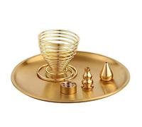 Agwuoetr Quemador de 5 Piezas, Soporte de Incienso para Varitas de Incienso/Bobina de Incienso/Conos de Incienso, Receptor de Cenizas de LatóN para Sala de Yoga de MeditacióN