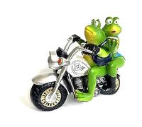 Agwuoetr Rana Motocicleta Resina Rana Pareja Montando en Motocicleta Figuritas Rana Estatuilla DecoracióN Resina Rana Regalos JardíN Rana DecoracióN