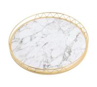 Agwuoetr Redondo de Frutas Secas para Refrigerios Simples para el Hogar, PequeñA Mesa de Té Seco, Almacenamiento de Mesa, Bandeja Ligera con de MáRmol de Lujo, B, L