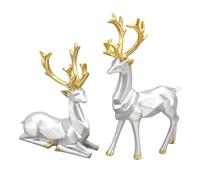 Agwuoetr Regalo 2 Piezas Escultura de Ciervo Adornos de Ciervo GeoméTricos 3D Utilizados para Resaltar la DecoracióN del Festivo