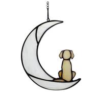 Agwuoetr Regalo de Condolencia por PéRdida de Perro, Perro de Vidrieras en la Luna para Regalos de Atrapasoles, Regalos Conmemorativos de Perro Amarillo para Regalos de PéRdida de Mascotas
