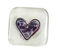Agwuoetr Regalo de Recuerdo de Tarjeta de CorazóN de Vidrio con Ficha de Bolsillo - Tarjetas de Bolsillo de Recuerdo de CorazóN - Ficha de Bolsillo con CorazóN de Vidrio Fundido PúRpura