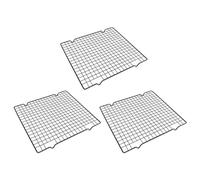 Agwuoetr Rejilla para Enfriar Pasteles 3 Piezas, Red para Secar Pan Acero Carbono Negro, Herramienta para Hornear, Red para Enfriar Antiadherente, Bandeja para Hornear, Rejilla para Red B