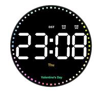 Agwuoetr Reloj de Pared Digital con Luz Colorida, Reloj Digital LED de 10 Pulgadas con Control Remoto, Reloj Despertador para Sala de Estar, Oficina, Gimnasio