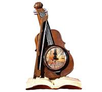 Agwuoetr Reloj Digital EstéTico DecoracióN de ViolíN en Miniatura, Modelo de ViolíN Vintage, Relojes de Escritorio para DecoracióN de Escritorio, Rojo