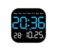 Agwuoetr Relojes de Pared Digitales Temperatura Fecha Semana VisualizacióN Reloj de Mesa ElectróNico 12/24H Reloj Despertador LED Montado en la Pared Control Remoto,B