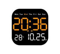 Agwuoetr Relojes de Pared Digitales Temperatura Fecha Semana VisualizacióN Reloj de Mesa ElectróNico 12/24H Reloj Despertador LED Montado en la Pared Control Remoto,C