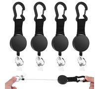 Agwuoetr Retráctil de 4 Piezas, Carrete para Llaves Retráctil con Cable de Acero de 60 Cm, Portatarjetas de Identificación con Mosquetón Resistente, Carrete para Tarjetas de Identificación Tác