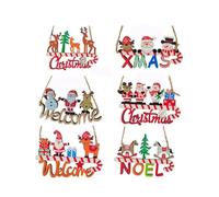Agwuoetr SeñAl de NavideñA para Puerta de Entrada, Letras de Colores, SeñAl Colgante de Madera para Pared, DecoracióN de Puerta de áRbol de Navidad, SeñAl NavideñA