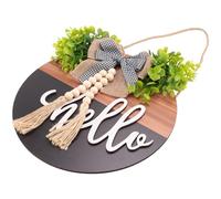 Agwuoetr SeñAl de Puerta de/DecoracióN RúStica del Hogar para Puerta de Entrada, Dormitorio, Frontones de Pared Colgantes de Madera con Cuentas de Madera RúStica, Color Negro