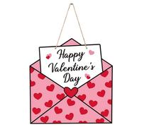 Agwuoetr SeñAl de Puerta de Madera con sobre del DíA de San ValentíN, SeñAl de Feliz DíA de San ValentíN, DecoracióN de Granja, DecoracióN de Puerta Principal del DíA de San ValentíN