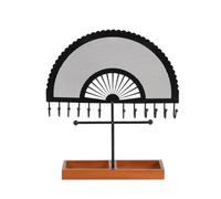 Agwuoetr Soporte de JoyeríA en Forma de Abanico Semicircular Negro de Estilo Retro Soporte para PresentacióN de JoyeríA Pendientes Collares Anillos Soporte de JoyeríA