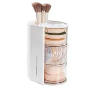 Agwuoetr Soporte para Brochas de Maquillaje Organizador de Brochas de Maquillaje con 2 Ranuras, Organizador de CosméTicos Giratorio de 3, Caja de Maquillaje de Escritorio,