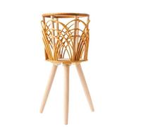 Agwuoetr Soporte RatáN para Plantas Interior, Soporte para Macetas con Flores Tejidas Paja, Taburete con Patas, Macetero para Suelo, Cestas, Estante, Estante Madera para Plantas B