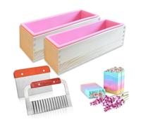 Agwuoetr Suministros para Hacer Jabón - Molde de Pan Rectangular Flexible con Caja de Madera para Hacer Jabón 47 Oz B