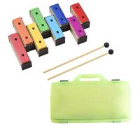 Agwuoetr XilóFono de 8 Notas Colorido Glockenspiel Removible de Placas de Metal de Color ArcoíRis Resonador con Mazos de PláStico Estuche Verde