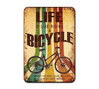 Agxiuga Póster de hierro con texto en inglés "Life Is Like Riding A Bicycle - Cartel de estaño para decoración de pared vintage para cafetería, bar, pub, hogar, cerveza, manualidades, 30,5 x 20,3 cm