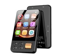 AGXOV Reproductor de MP3 para niños, reproductor MP3 de 128 GB, Bluetooth, con auriculares con pantalla táctil de 2,4 pulgadas, reproductor MP4 Audible con música, radio FM, grabadora de voz, lector