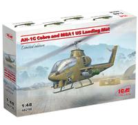 Ah-1g Cobra Helicóptero And M8a1 US de Aterrizaje Mat 1:48 Plástico Modelo Kit