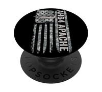 AH-64 Apache Bandera Americana Helicóptero Camo Apache PopSockets PopGrip Adhesivo