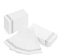 AH AMERICAN HOMESTEAD Toallas de mano de papel desechables para decoración de baño, servilletas de papel blancas similares al lino, ideales para baño de invitados, cena, fiesta o boda (brocado