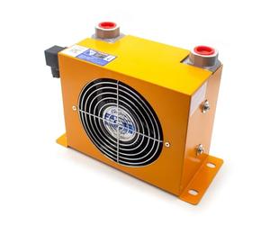 AH0607T-CA Radiador de aceite hidráulico refrigerado por aire, serie AH, ventilador refrigeración aluminio con aletas y placa, 40 l/min, G3/4"(DC 12V)