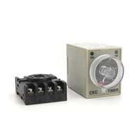 AH3-3 220V 50/60HZ 1S-60M Attached Bottom Power On Delay Timer Time Switch Delay Timer Relay with 8pin PF083A Socket(AH3-3 1S 220V)