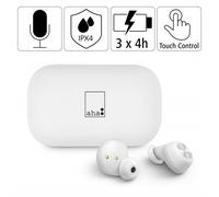Aha - Auriculares intraurales con Bluetooth, Auriculares True Wireless con micrófono, Color Blanco, Almohadillas de Silicona, batería de 4 Horas