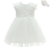 AHAHA - Vestido de bebé para niña, diseño de princesa, boda, vestido bautismo para niña, bebe, blanco, 3 mes